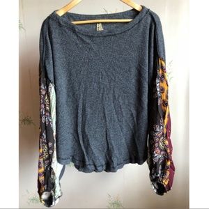 Free People Boho Printed Sleeve Shirt